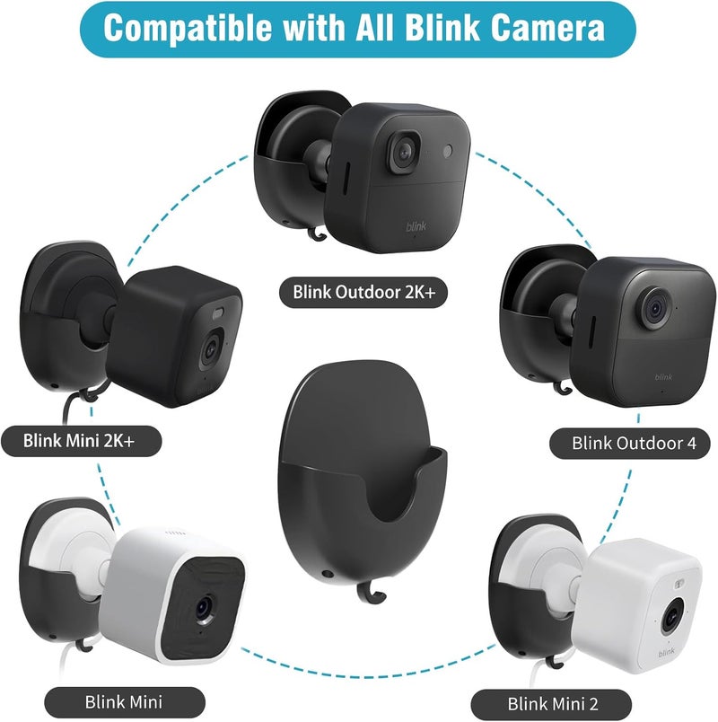 ibada Blink Camera Wall Mount 3 Pack for Blink Outdoor 4/Outdoor 2K+/Mini/Mini 2/Mini 2K+ Indoor Cameras, No Drill, Strong Adhesive, Damage-Free, Easy to Install (Black) - Image 2